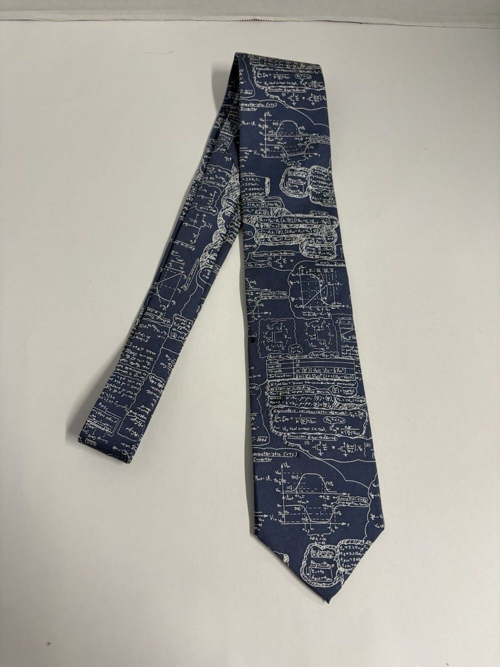 Josh Bach Blue White Formulas Hand FinIshed Silk Necktie NYC USA